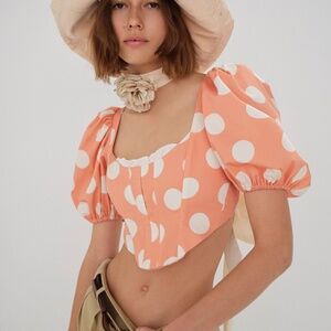 For Love & Lemons Yasmin Puff Sleeve Corset Top Size XXSXXS / Orange